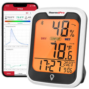 LABART TP358 Bluetooth Thermometer Smart temperature and humidity sensor with built-in clock and backlit display